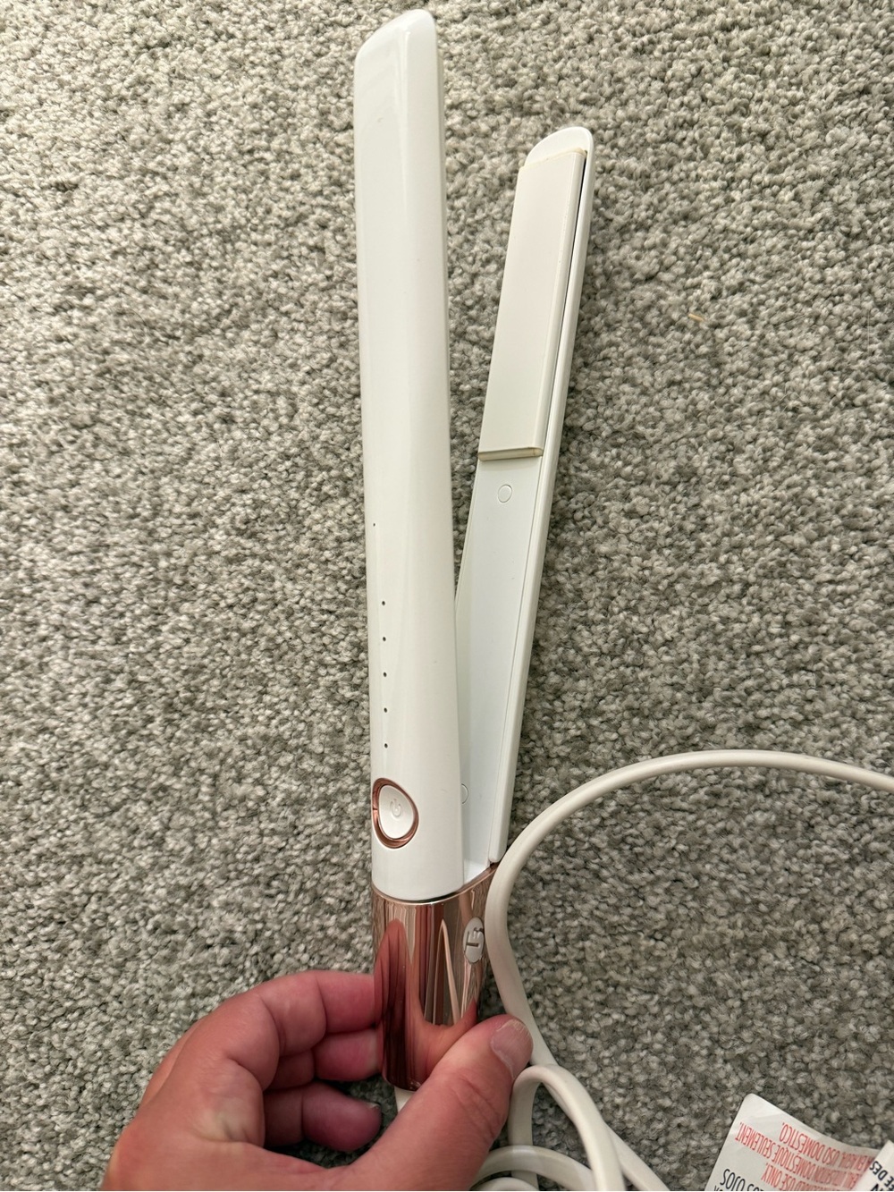 T3 White and Rose Gold Hair Straightener